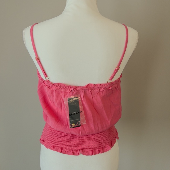 NWT BEBE Pink Smocked Cami Lace - Picture 3 of 3
